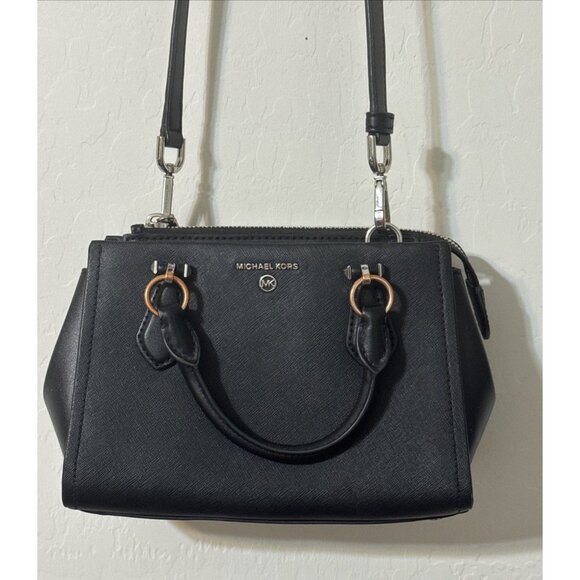 Michael Kors Marilyn Black Saffiano Leather Handbag Crossbody - Picture 1 of 6